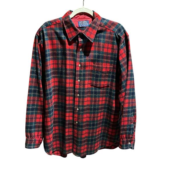 Pendleton Lodge Shirt Vintage 100% Virgin Wool Button Front Plaid Men's Size XL. - Picture 1 of 6
